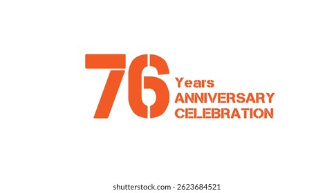 Celebrating 76 Years: A vibrant anniversary celebration with bold typography and minimalist design on a clean white background.