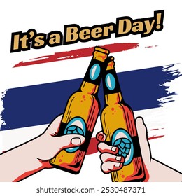 celebrating beer day with thailand flag background - Powered by Shutterstock