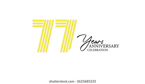 Celebrating a milestone of 77 years with a modern, yellow design for an anniversary event. Elegant script emphasizes the occasion.