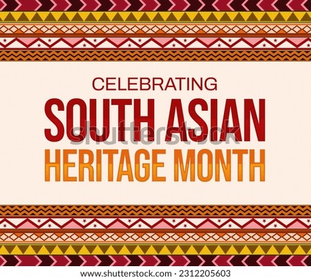 Celebrating South Asian Heritage month, background design in traditional border colors and typography. Foto d'archivio © 