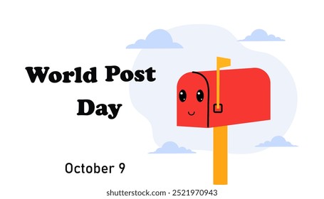 Celebrating World Post Day with a red post box and a letter being sent on a bright day - Powered by Shutterstock