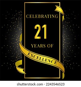 Celebration 21st years of excellence anniversary design in gold and black  - Powered by Shutterstock