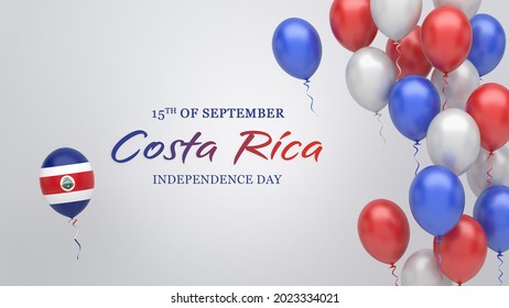 Celebration banner with balloons in Costa Rica flag colors. 3d render - Powered by Shutterstock