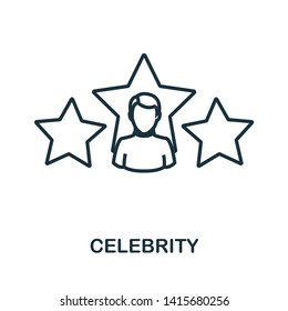 Celebrity icon. Outline style thin design from influencer icons collection. Line Celebrity icon for web design, apps, software, print usage.