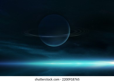 Celestial Digital Art, Saturn Planet With Belt, Stars And Galaxies In Outer Space Showing The Beauty Of Space Exploration. Planet Texture Furnished By NASA, 3d Illustration