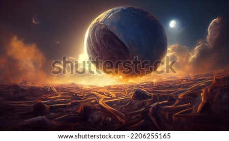 Celestial inhuman being in galaxy concept art illustrations