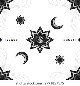 Celestial pattern that contains the moon and stars