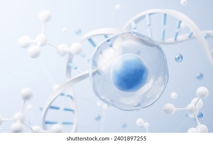 Cell and biological concept background, 3d rendering. 3D illustration.
