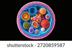 Cell Cross Section with Multiple Microorganisms Medical Object Icon for Healthcare and Clinical Use