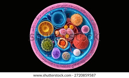 Cell Cross Section with Multiple Microorganisms Medical Object Icon for Healthcare and Clinical Use