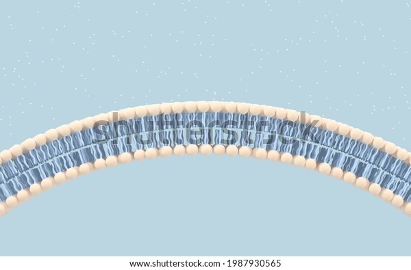 Cell membrane with blue background, 3d\
rendering. Computer digital\
drawing.