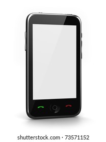 Cell Phone With White Screen Isolated