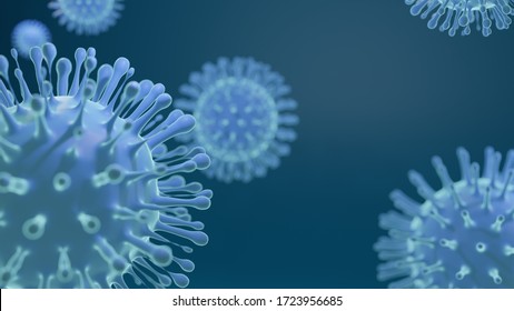 Cell Virus 2019 Blue, Background 3D Render