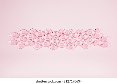 Cells Of Skin, Collagen On Pink Background. Skincare Product And Treatment Concept. 3D Rendering