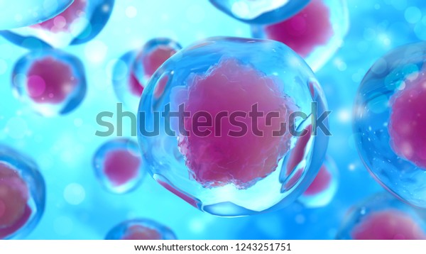 Cells under microscope. Microbiology\
concept. 3d render\
illustration
