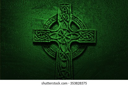 Celtic Cross On Green Background