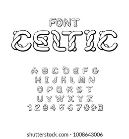 Celtic Font. Norse Medieval Ornament ABC. Traditional Ancient Manuscripts Alphabet
