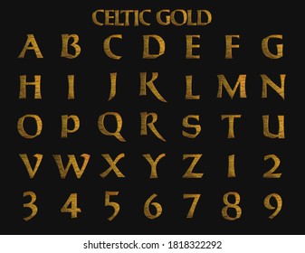Celtic Gold Fantasy Alphabet 3d Illustration