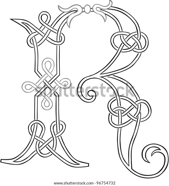 Celtic Knotwork Capital Letter R Stylized Stock Illustration 96754732 ...