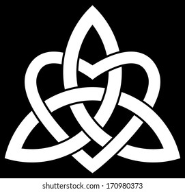Celtic Trinity knot (Triquetra) interlaced with a heart