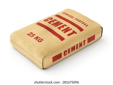 Cement bag. Paper sack isolated on white background.