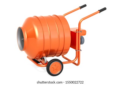 Cement Mixer, 3D Rendering Isolated On White Background