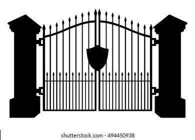 Cemetery Gates Silhouette Isolated On White Background 3D Illustration