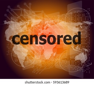 censored text on digital touch screen - social concept