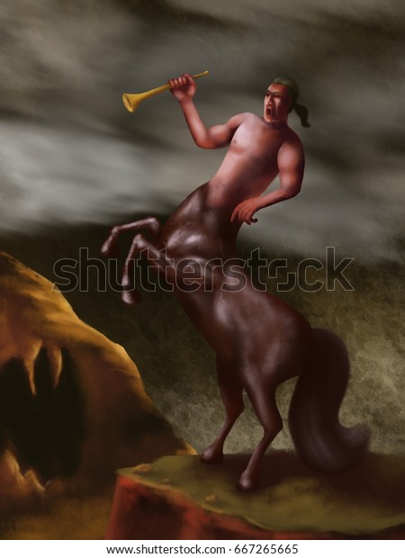 Centaur Half Man Half Horse Mythical Stock Illustration