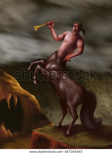 Centaur Half Man Half Horse Mythical Stock Illustration 667265665