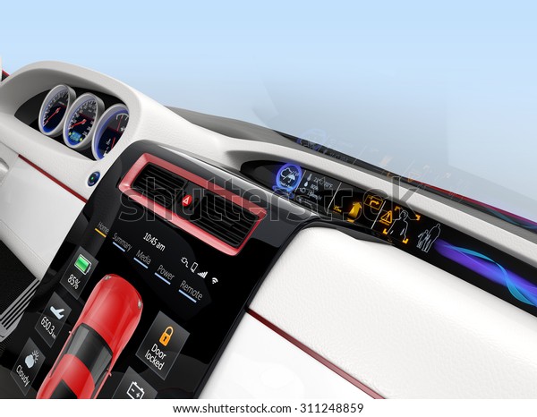 Center multi-information console design for\
intelligent electric car. The system can inform driver that\
pedestrian closing to the\
car.