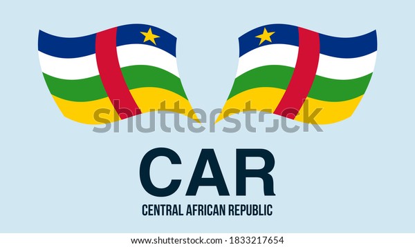 Central African Republic flag state symbol isolated\
on background national banner. Greeting card National Independence\
Day Central African Republic. Illustration banner realistic state\
flag of CAR.