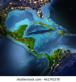 Central America. Elements of this image furnished by NASA. 3D rendering