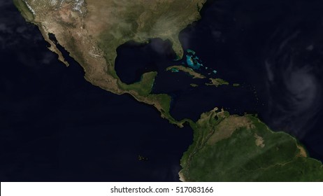 Central American Day Map Space View (Elements of this image furnished by NASA)
