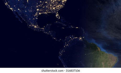 Central American Space View (Elements of this image furnished by NASA) - Shutterstock ID 316837106
