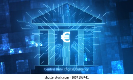 Central Bank Digital Currency (EURO) -  on the future background. 