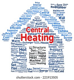 Central Heating Word Cloud Shape Concept