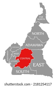 Central Region Red Highlighted In Map Of Cameroon