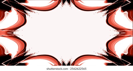 a central white space surrounded by a symmetrical pattern of swirling, reddish-brown lines