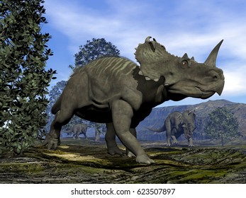 Centrosaurus dinosaurs - 3D render