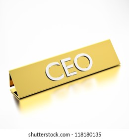 CEO Job Title On Nameplate, For Career Professions. 3d Render.