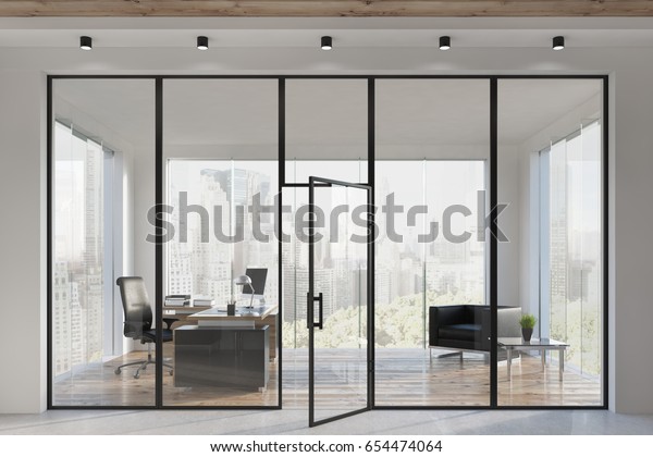 Ceo Office Interior Large Table Computer Stock Illustration