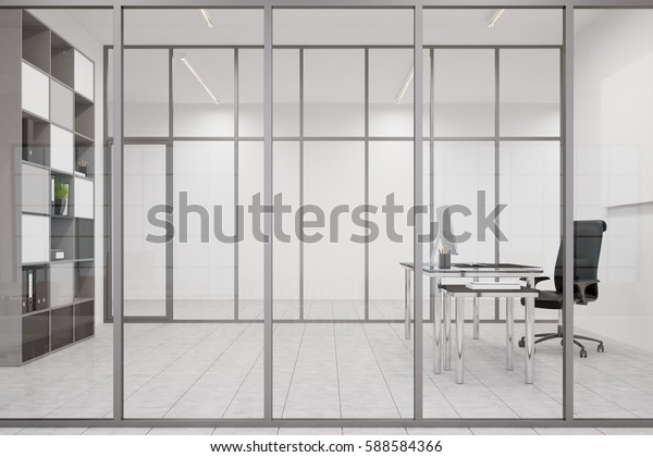 Ceo Office Interior Shelves Glass Walls Stock Illustration