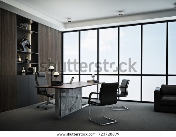 Ceo Office Interior Wood Wall Decoration Royalty Free