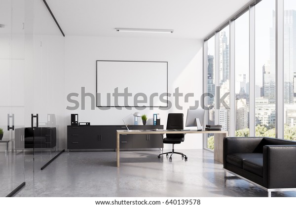 Ceo Office Interior Wooden Table Computer Stockillustration