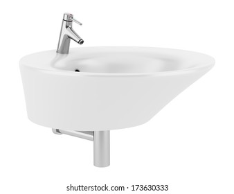 Ceramic Bathroom Sink Isolated On White Background