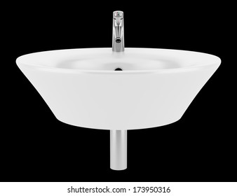 Ceramic Bathroom Sink Isolated On Black Background