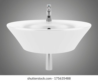 Ceramic Bathroom Sink Isolated On Gray Background