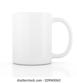 Ceramic Mug Empty Blank For Coffee Or Tea Isolated On White Background