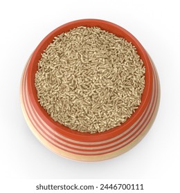 Ceramic Pot Full of Nutritious Brown Rice - Whole Grain Goodness for a Healthy and Balanced Diet - Powered by Shutterstock